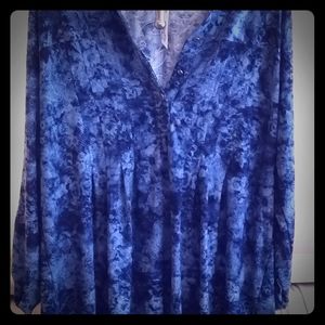 Very soft long blue floral blouse